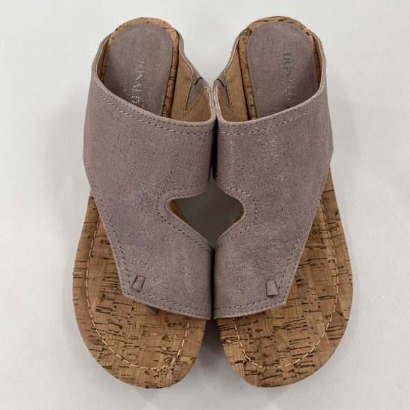 Donald Pliner Myrtle60 Mushroom Distressed Metallic Cork Wedge Sandals 8M NEW - Picture 5 of 9